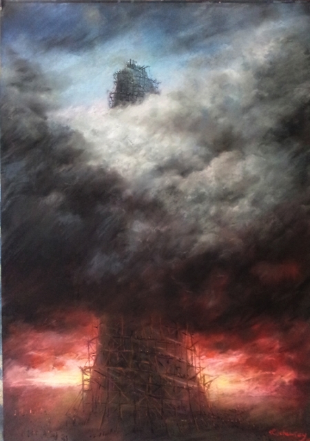 Mario Lischewsky, Babylon, 2014, Pastellkreide auf Papier, 100 x 70 cm. Photo courtesy the artist