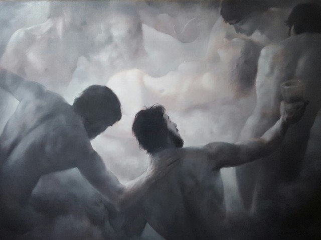Mario Lischewsky, Götterdämmerung, 2016, 150 x 200 cm. Öl auf Leinwand. Photo courtesy the artist